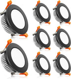 2 Inch LED Downlight, Recessed Lighting Dimmable Ceiling Light, 3W, 5500K Daylight White, CRI80 with LED Driver(35W Halogen Equivalent), Black 8 Pack