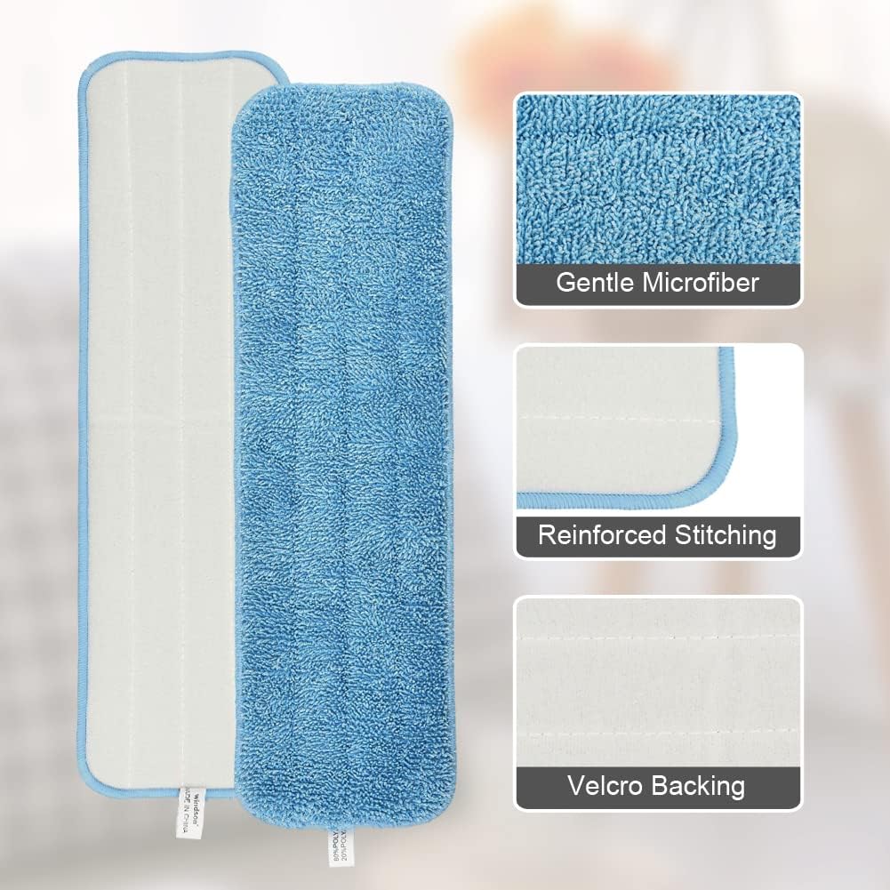 windson 6 Pack 18" Microfiber Mop Pads Washable, Reusable Mop Replacement Heads for 16-18inch Spray Velcro Mop Hardwood Floor Cleaning(6Pack)