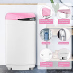Casart Washing Machine Portable Washer W/ 7.7 Lbs Weight Capacity Washer and Dryer Full Automatic Washing Machine (Pink&White)