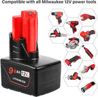 TeenPower Replacement for Milwaukee M12 Battery 9.0 2/pk Compatible with Milwaukee M12 Power Tools Compatible with 59-1812 Charger