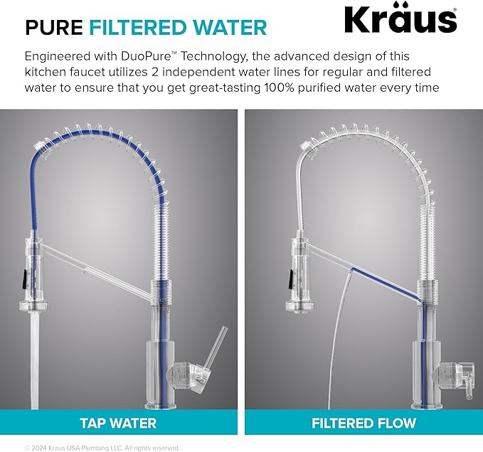 KRAUS Bolden 2-in-1 Commercial Style Pull Down Single Handle Water Filter Kitchen Faucet for Reverse Osmosis or Water Filtration System in Brushed Brass/Matte Black, KFF-1610BBMB