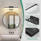 15.7" Black LED Bathroom Vanity Light 5CCT–Dimmable Wall Mount Fixture with Adjustable Angle, Modern Lighting for Powder Room, Vanity Mirror Home & Apartment Use