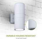 ASD 2 Light Outdoor Wall Light Fixture | 120W E26 Bulb Socket 120V ETL Cylinder Up Down Lights | LED/CFL/Incandescent Bulb Exterior Wall Sconce | Front Door, Porch, Patio Lighting | White, 6 Pack