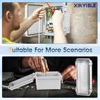 Waterproof Outdoor Project ABS Plastic Junction Box IP67 Weatherproof Dustproof Enclosure with Hinged Cover, Mounting Plate,Wall Brackets for Power Project (Clear,10.2"x4.3"x3.0")