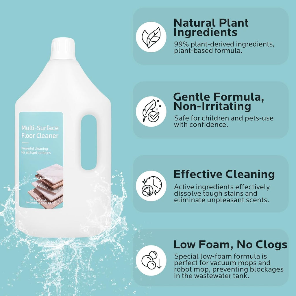 Floor Cleaning Solution,82 Fl Oz - Compatible with L10s Ultra/L20 Ultra/X50 Ultra/L10s Pro Ultra/X40 Ultra/L40 Ultra/X30 Ultra/L30 Ultra Series,Low-Foam Pet & Kid Friendly（Unscented）