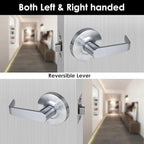 Passage Commercial Door Locks Heavy Duty Grade 2 Lever, Non-Handed, UL 3 Hour Fire Rated, ADA Compliant, Satin Chrome Finish 26D, 2-3/4''Backset, X-XG-PS-70