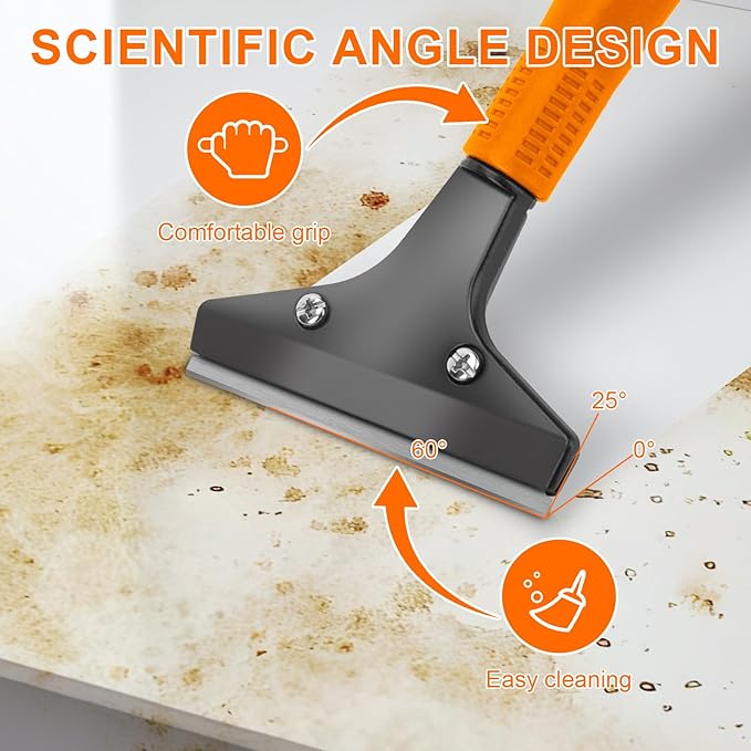 KeFanta Razor Blade Floor Scraper, 4" Wide Heavy Duty Scraper Tool with 45.7" Long Handle, 10PCS Extra Metal Blades, Paint Scrapers for Cleaning Wall Glass Tile Floor Paint Gum Glue Stains Linoleum