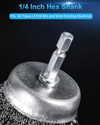 15 Pack Carbon Steel Wire Wheel Brush, Rocaris Cup Brush, Wheel Brush, Pen Brush Set with 1/4-Inch Hex Shank for Rust Removal, Corrosion and Scrub Surfaces