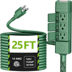 BN-LINK 25ft Outdoor Extension Cord Waterproof with Power Stake, 6-Outlet Power Strip Weatherproof, 14/3 SJTW Heavy Duty Power Cord for Halloween/Christmas Decorations and Inflatables, 15A/1875W