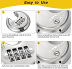 HOX Combination Lock, 4 Digit Disc Padlock with 3/8 Inch Hardened Steel Shackle, 2-3/4 Inch Wide Body, Keyless Heavy Duty Combo Lock for Hasp Latch, Sheds, Fences, Storage Locker (4 Pack)