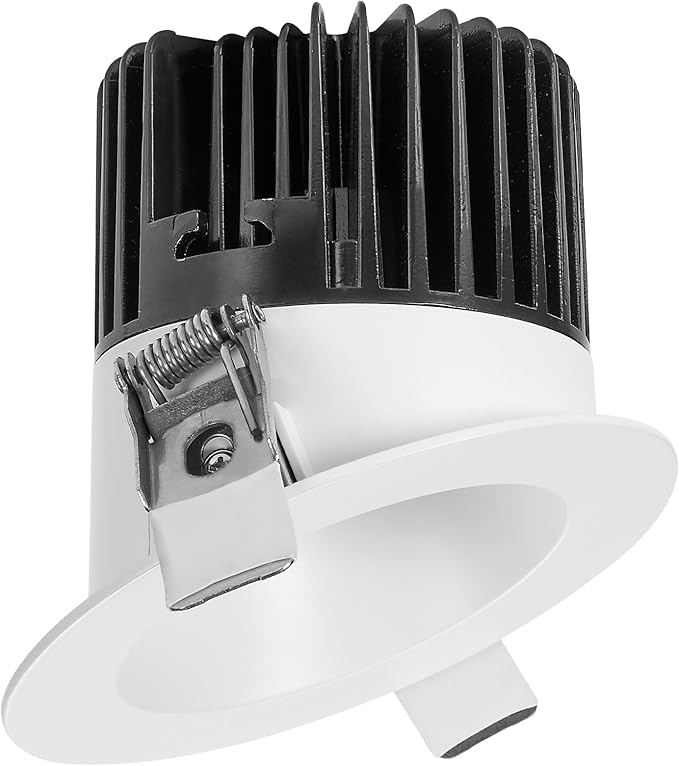 Maxxima 4" Canless Sloped Recessed Anti-Glare LED Downlight, For Sloped Ceilings, 1000 Lumens, IC Rated, 5 Color Temperature Selectable 2700K/3000K/3500K/4000K/5000K, Dimmable, Round White Trim 90 CRI