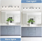 Modern Brushed Nickel 6 Light 38 inch Vanity Lights for Bathroom with Clear Glass, Vanity Light for Mirror Kitchen Living Room Hallway Cabinet Porch