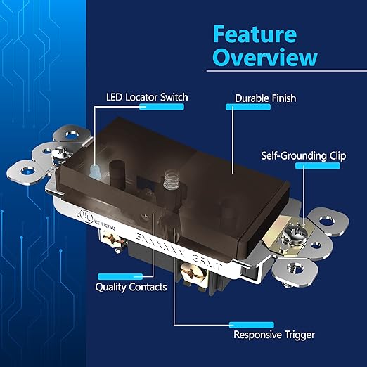 LIDER Minimalist Design Matte Finish Lighted 4-Way Decorator Light Switch, Four Way Frameless Rocker Switch, Residential/Commercial Grade, 15A 120V/277V, UL Listed, LS15-4W-BR, Brown