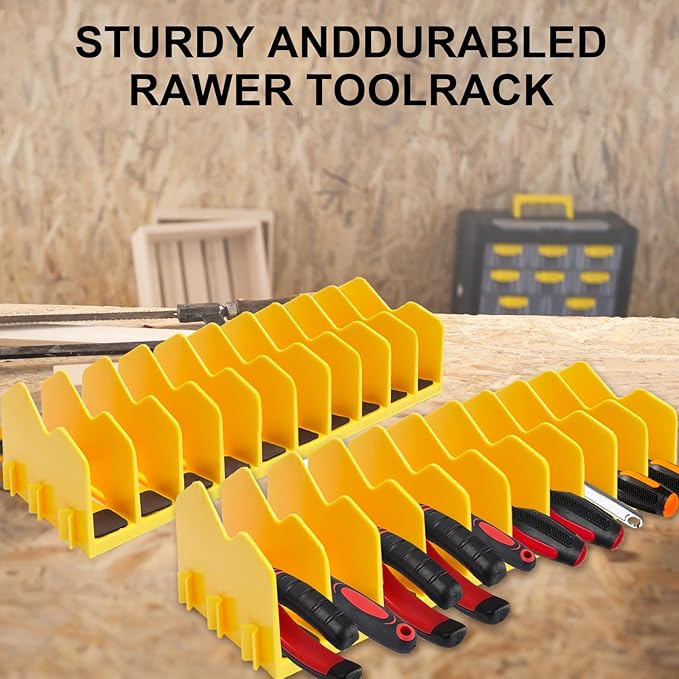 Plier Organizer,4 Pack Pliers Organizer for Tools Cutters with Extendable Design & Non-Slip Rubber Base, 40 Slots Tool Box Organizers for Pliers, Wrenches, Screwdrivers,Yellow