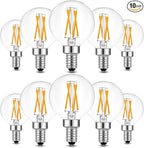 BRIMAX 10 Pack G16.5 Light Bulbs,Dimmable 4W LED Bulbs,Equal to E12 Candelabra Bulb 40W,Small Globe Bulbs 400lm, 2700K Warm White,AC120V,Flicker Free for Ceiling Fans Pendant Chandelier