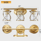 mavcadonf 3-Lights Bathroom Vanity Lights, Bathroom Light Fixtures Over Mirror, Brushed Gold Vanity Light, Farmhouse Wall Lights with Clear Glass Shade, Bathroom Wall Lamp for Mirror Kitchen Bedroom