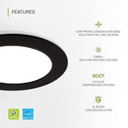 ASD 6 Pack LED Recessed Lighting 4 Inch 12W, 5 CCT 2700K-5000K CRI90+, IC Rated Ultra Thin Dimmable Ceiling Lights with J Box, Canless Wafer Downlight, Round Slim Panel Light, UL Listed, Black