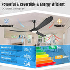 60 Inch Black Outdoor Ceiling Fans with Lights, Smart Ceiling Fan with Remote/APP/Alexa Control, Solid Wood Farmhouse Ceiling Fan for Patios Porch Bedroom, Quiet Reversible DC Motor, Indoor/Exterior