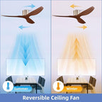 52-Inch Ceiling Fan Without Light, Modern Low-Profile Flush Mount Fan with Remote, 6-Speed Reversible Quiet DC Motor,for Balcony, Living Room, Bedroom (No Light)