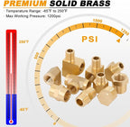 KOOTANS 96PCS Brass Pipe Fittings Assortment Kit - NPT Adapter, Reducer Bushing, Hex Nipple, Coupling, Head Plug, 45 & 90 Degree Barstock Street Elbow, Tee Fittings Kit