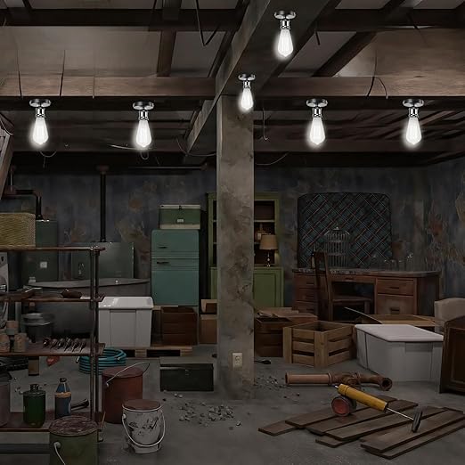 E26/E27 Screw Head Light Socket 100-240V Vintage Ceiling Light Wall Lamp Bulb Holder Socket for Hallway,Kitchen,Basement,Garage,Bar,Restaurant (Black)