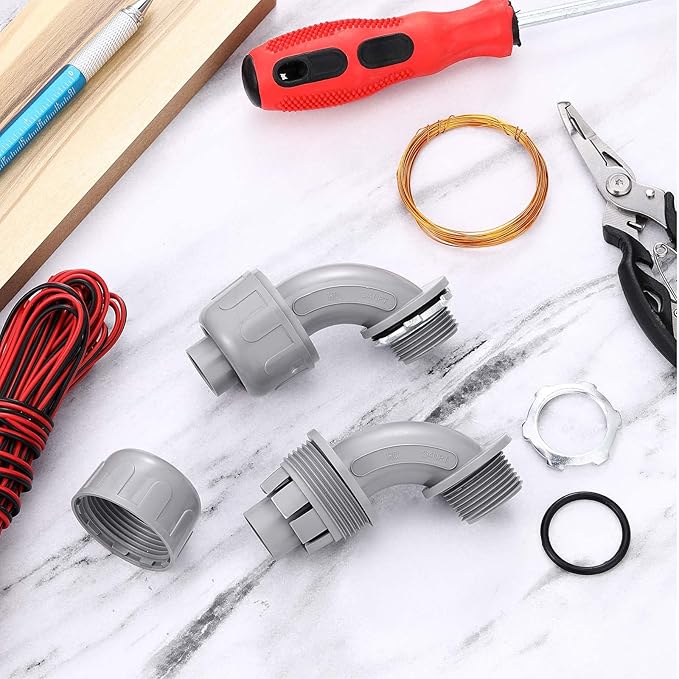 Liquid Tight Connector 3/4 Inch 90 Degree Non Metallic Flex Electrical Conduit Fittings, Electrical Conduit Connector Fitting for PVC Pipe Cable Home Kitchen (25 Pcs)