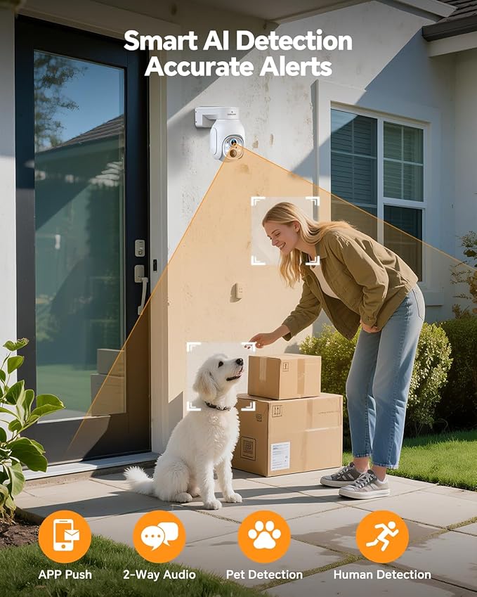 2K Solar Powered Security Cameras Wireless Outdoor, No Subscription, 6-Cam Pack, Home Security Camera System, 360° Pan & Tilt, Color Night Vision, 5G & 2.4G WiFi, 500GB HDD 10CH NVR, Motion Detection