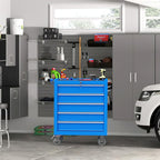 5-Drawer Rolling Tool Chest Toolbox, Rolling Tool Box with Wheels, Tool Chest with Keyed Locking System and Drawer Liners, Tool Box Organizer for Garage, Warehouse, Workshop(Blue)