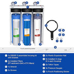 SimPure Whole House Water Filter System, 3-Stage Clear Home Water Filtration with Sediment Carbon and GAC Filters, Reduce Odor, Chlorine, Taste, Iron, Lead, 1" NPT Brass Port, BPA Free (DB20P-3)