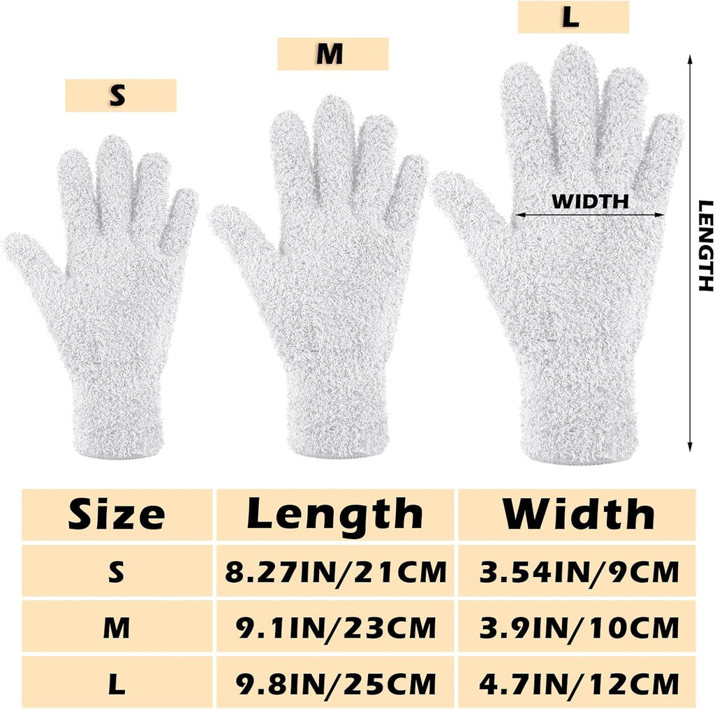 Patelai 3 Pairs Microfiber Plant Dusting Gloves Leaf Cleaning Gloves for Indoor Plants, Blinds, Furniture, House(Large,White)
