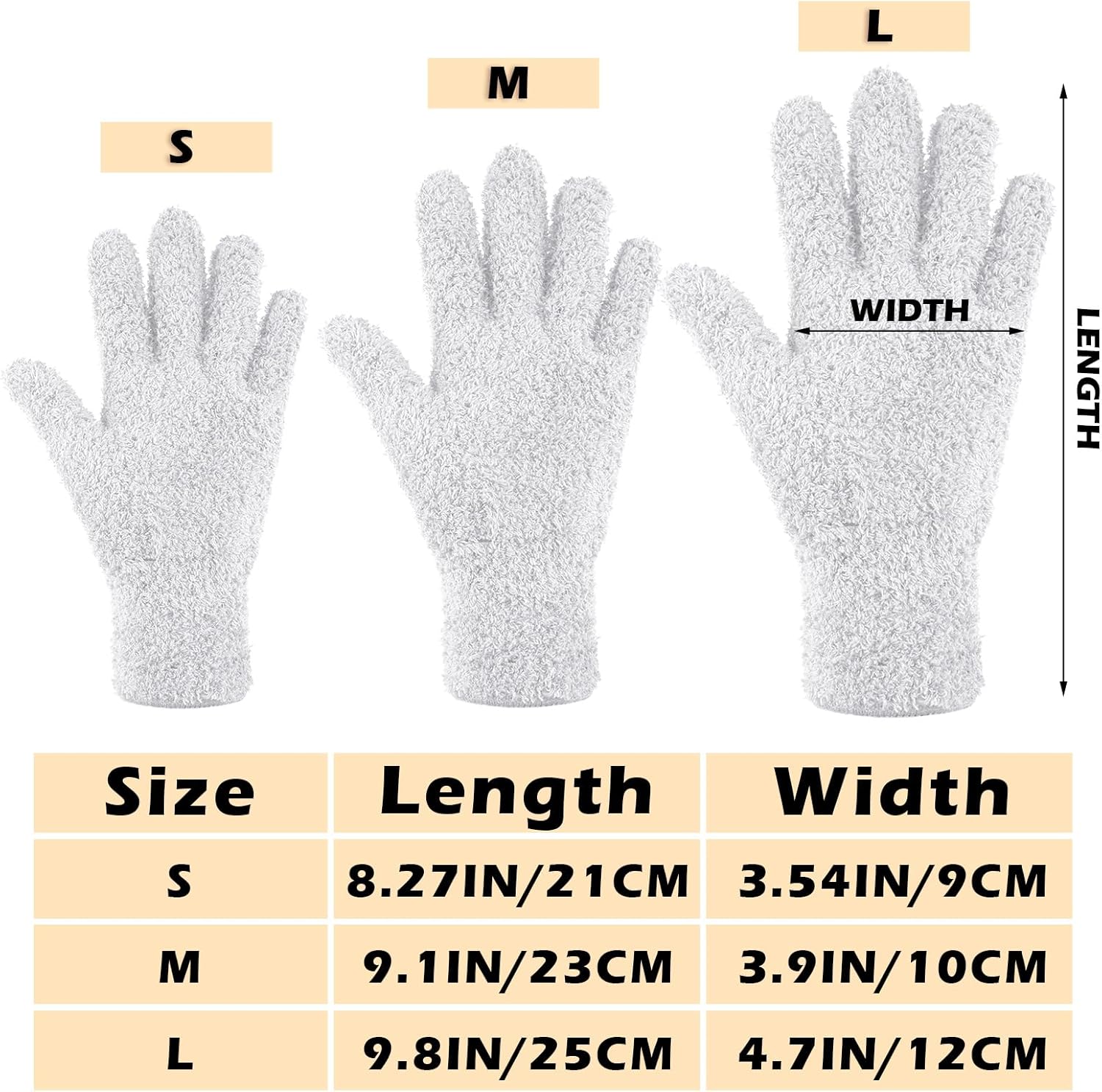 Patelai 3 Pairs Microfiber Plant Dusting Gloves Leaf Cleaning Gloves for Indoor Plants, Blinds, Furniture, House(Large,White)