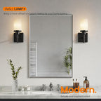 Wall Light Fixtures Matte Black Bathroom Vanity Lights Over Mirror with White Frosted Glass, Wall Lamps for Hallway Washroom Porch Entrance T001MB-L1