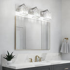 Aipsun Brushed Nickel Vanity Light Bathroom Lighting Fixtures 3 Light Crystal Modern Bathroom Vanity Light (Exclude Bulb)