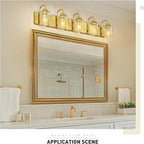 zeyu 36 Inch Bathroom Lighting Fixtures Over Mirror, Vintage Bathroom Light Fixtures, 5-Light Bathroom Light with Clear Glass Shade, Brushed Gold Finish, ZSL72B-5W BG