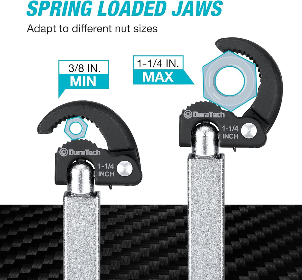 DURATECH Telescoping Basin Wrench, Sink Wrench, Adjustable 3/8'' to 1-1/4'' Capacity Jaw with 10" to 17" Extendable Handle, for Tight Space