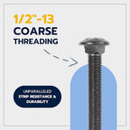 1/2 in. x 3 in. Black Carriage Bolt Kit Includes 12 Bolts, 12 Washers, and 12 Nuts, Ceramic Black Ruspert Coated for Exterior Use - 2X Rust Resistance of Galvanized by Makers Bolt