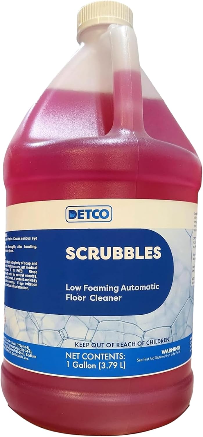 Scrubbles Low Foaming Automatic Floor Cleaner, Industrial Strength Concentrate - Deep Cleaning Solution for Concrete Floors, 2oz Per Gallon of Hot Water, 1 Gallon, Makes 64 Gallons
