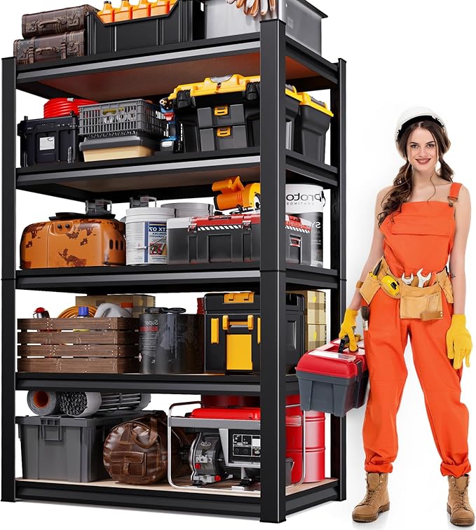 71"H Garage Shelving-5 Tier Storage Shelves,Adjustable Heavy Duty Metal Shelving Unit and Storage Large Rack,Utility Steel Shelf For Warehouse Industrial Pantry Basement Organizers 71"x32"x14"