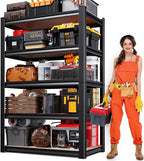 71"H Garage Shelving-5 Tier Storage Shelves,Adjustable Heavy Duty Metal Shelving Unit and Storage Large Rack,Utility Steel Shelf For Warehouse Industrial Pantry Basement Organizers 71"x32"x14"