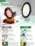 zouzai 8 Inch Black 18W Eqv 150W 1685LM 5CCT Ultra-Thin LED Recessed Ceiling Light with Junction Box 2700K/3000K/3500K/4000K/5000K Selectable, Dimmable ETL and Energy Star Certified【6 Pack 】