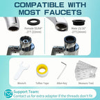 CECEFIN 1440ºSink-Water-Filter Faucet-Extender 3.0 Telescopic - Carbon Purifier Reduce 99% Chlorine, NSF Test Bathroom Kitchen Aerator, Swivel Long Arm Extension for Toddlers, Hard Water Softener