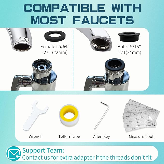 CECEFIN 1440ºSink-Water-Filter Faucet-Extender 3.0 Telescopic - Carbon Purifier Reduce 99% Chlorine, NSF Test Bathroom Kitchen Aerator, Swivel Long Arm Extension for Toddlers, Hard Water Softener