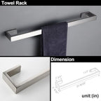 BAGNOLUX Brushed Nickel Bathroom Hardware Set 4 Pieces, Bath Towel Holder Set SUS304 Stainless Steel, Towel Racks Set for Wall Mount, Square Bathroom Accessories Set Towel Bar Heavy Duty