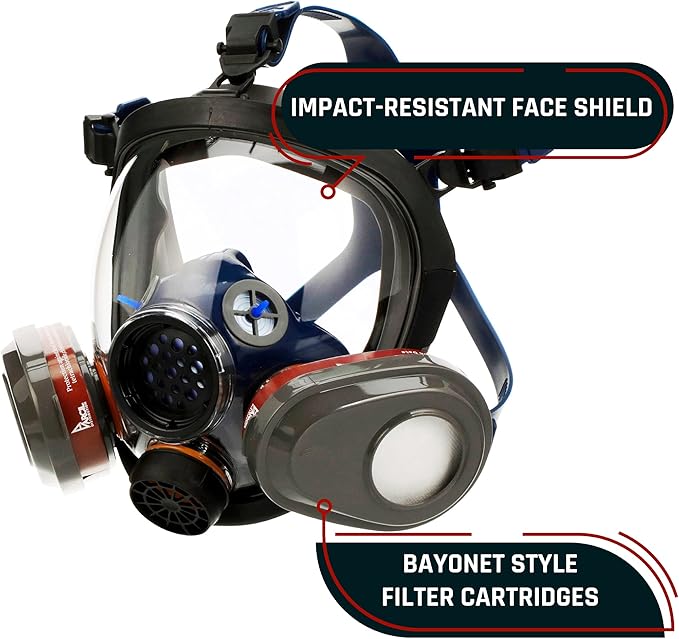 Parcil Distribution Gas Mask Survival Nuclear and Chemical Full Face Respirator - Organic Vapor & Particulate - CE Tested