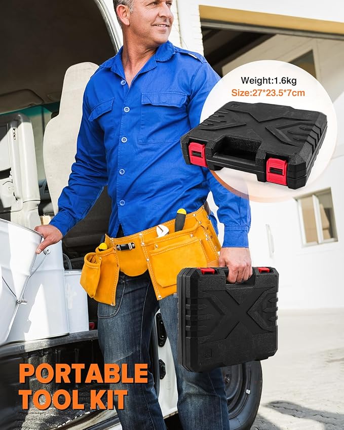 19pcs Household DIY Tool Set, Basic Tools for Home, Office, Dorm, General Hand Kit with Storage Case