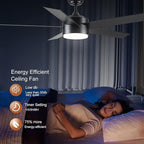 52 inch Black Ceiling Fans with Lights and Remote Control, Noiseless Modern Ceiling Fan for Bedroom, Living Room, Dining Room, Dimmable 3CCT 6-Speed ETL Listed