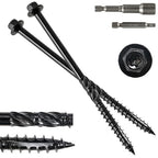 #14 x 6 Wood Structural Screws 100 Pack Hex Head Lag Screws, Rust Resistant Timber Screws for Timber/Log/Landscaping Wood (Black)