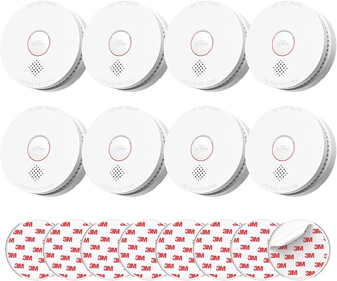 SITERLINK Smoke Detectors,UL217-9th Listed Smoke Alarms with Replaceable Battery,Photoelectric Sensor Smoke Detector with Test-Silence Button,Fire Detectors for Home,House,GS509A 8-Pack