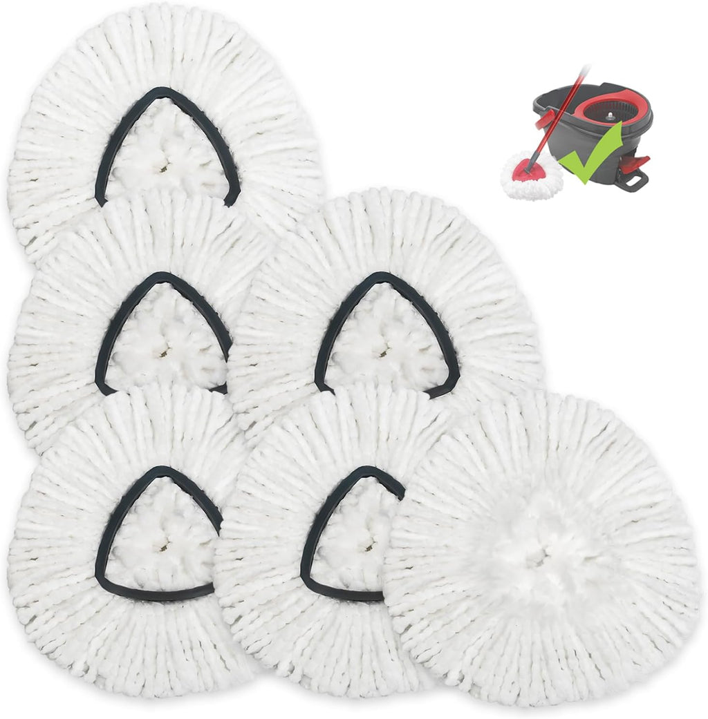 6 Pack Spin Mop Replacement Heads Compatible for Oceda EasyWring 1 Tank Bucket System, Microfiber Mop Replace Head Refills for Hardwood Floor Cleaning (Not for 2 Tank)