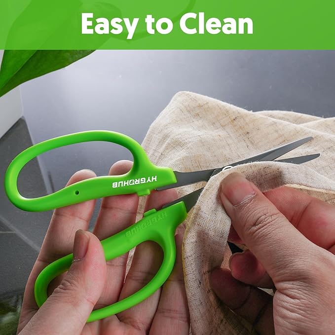 Garden Scissors, 6in Pruning Shears Snips Non-stick Coated Sharp Steel Blades - Gardening Tools Garden Shears for Plants Herb Flowers in Grow Tent and Hydroponics, Curved Blade